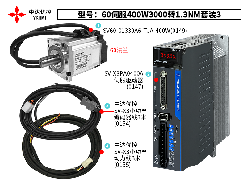 60伺服400W3000轉(zhuǎn)1.3NM套裝3