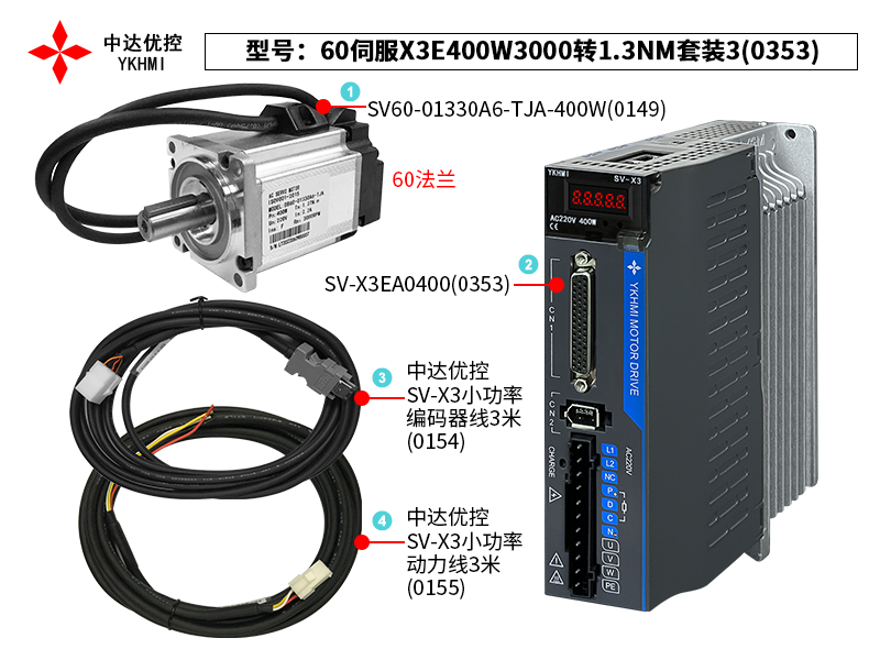 60伺服X3E400W3000轉(zhuǎn)1.3NM套裝3(0353)